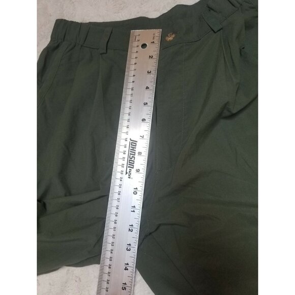 Early Winters Womens Medium High Rise Pleated Cropped Capri Pants Green Casual - Picture 6 of 7